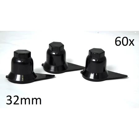 60x Black 32mm Plastic Wheel Nut Bolt ADR Caps Indicators Truck Trailer Lorry