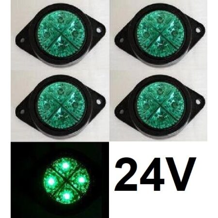 24V 5x LED Side Marker Green Lights Lorry Truck Bus Caravan Camper Van Motorhom