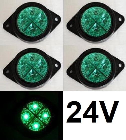 24V 5x LED Side Marker Green Lights Lorry Truck Bus Caravan Camper Van Motorhom