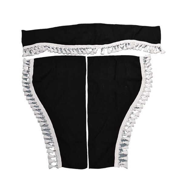 Plush Velvet Black Curtains White Tassels for all trucks