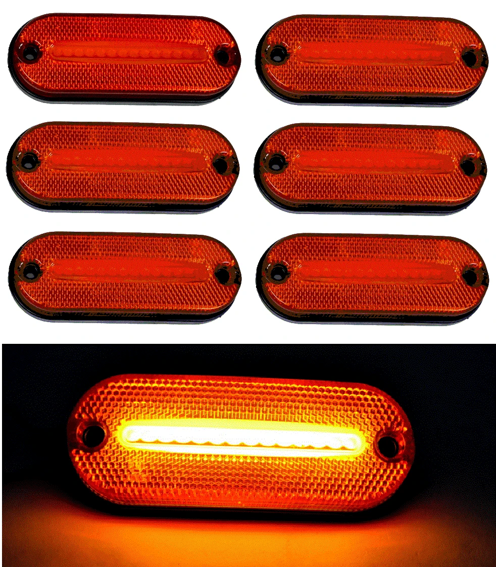 6x 24V 20 LEDs Orange Side Marker Vertical  Lights Lamps for Scania Volvo Iveco