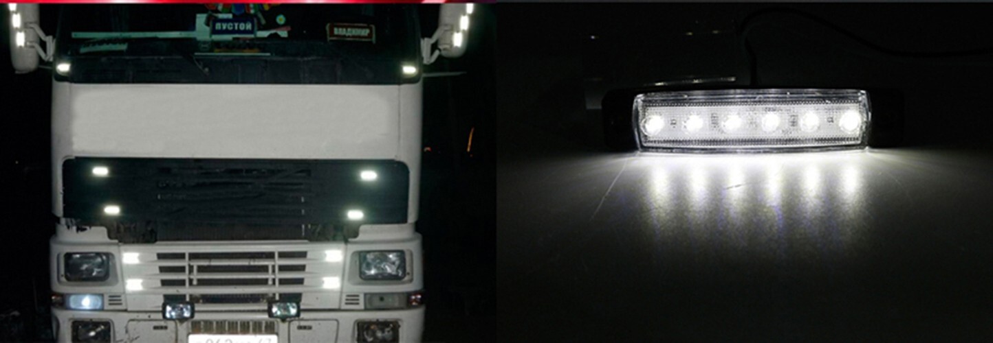 4x 24V WHITE LED SIDE FRONT MARKER LIGHT TRUCK TRAILER LORRY CHASSIS TRANSPORTER