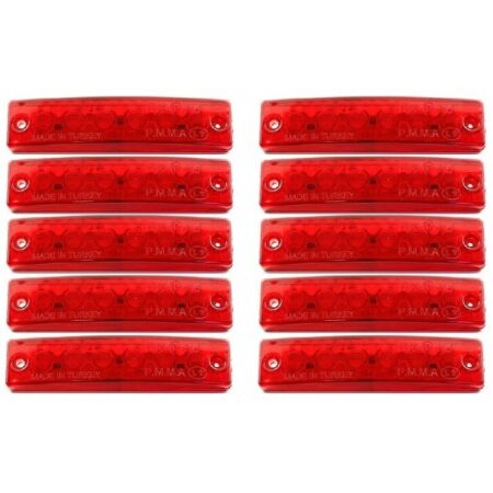 10 pcs 24V Red 6 SMD LEDs Outline Rear Marker Lights for Scania DAF MAN Volvo