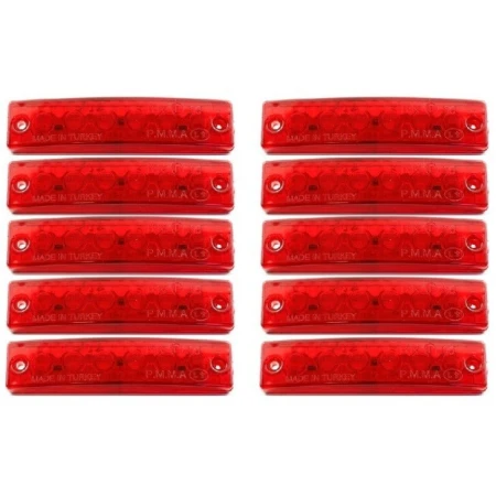 10 pcs 24V Red 6 SMD LEDs Outline Rear Marker Lights for Scania DAF MAN Volvo