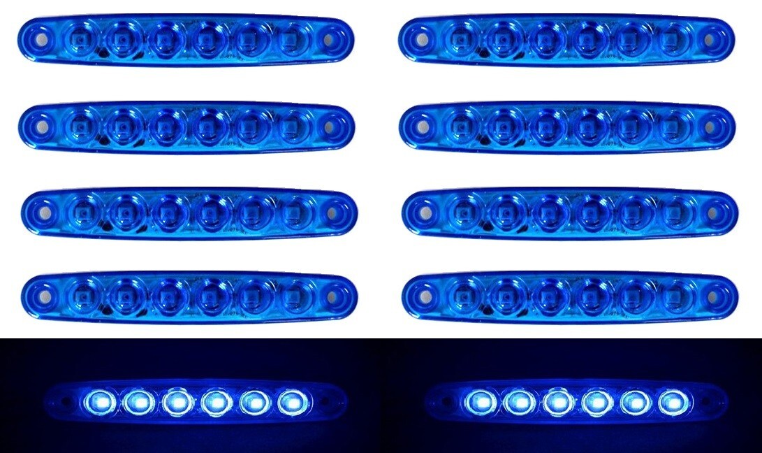 10 pcs Blue 12V LED Side Position Marker Lights Truck Trailer Camper Van Bus Car