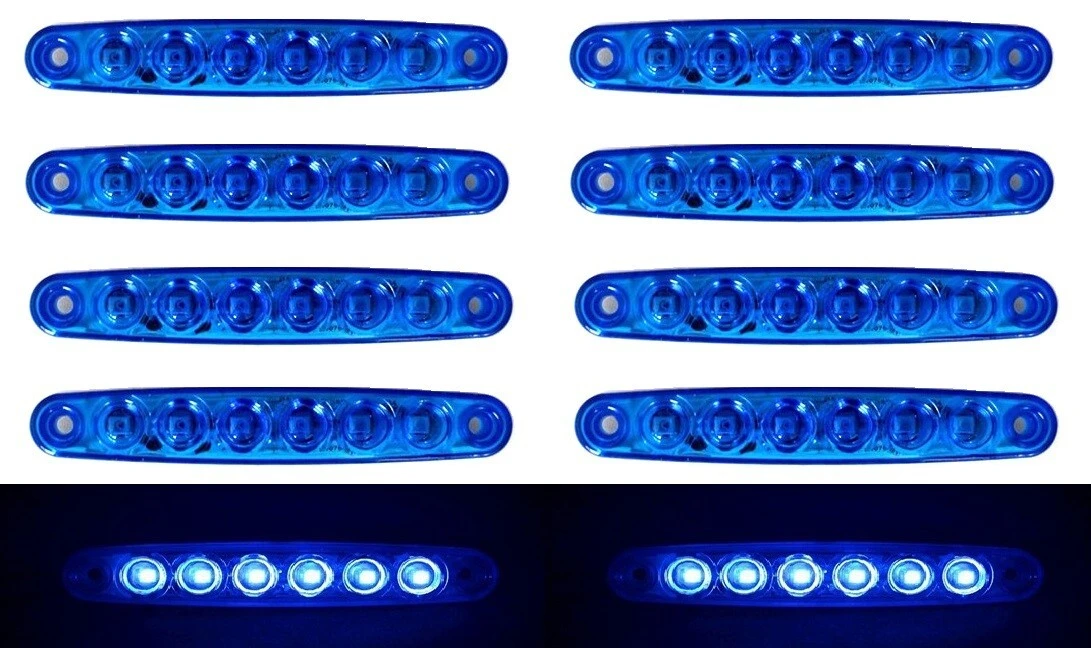 10 pcs Blue 12V LED Side Position Marker Lights Truck Trailer Camper Van Bus Car
