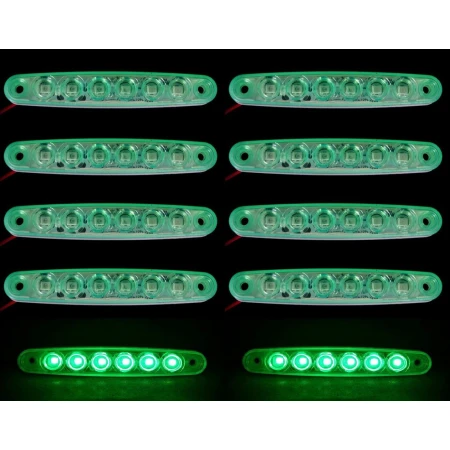 10 pcs Green 12V 6 LEDs Side Marker Position Lights for Scania MAN DAF Volvo
