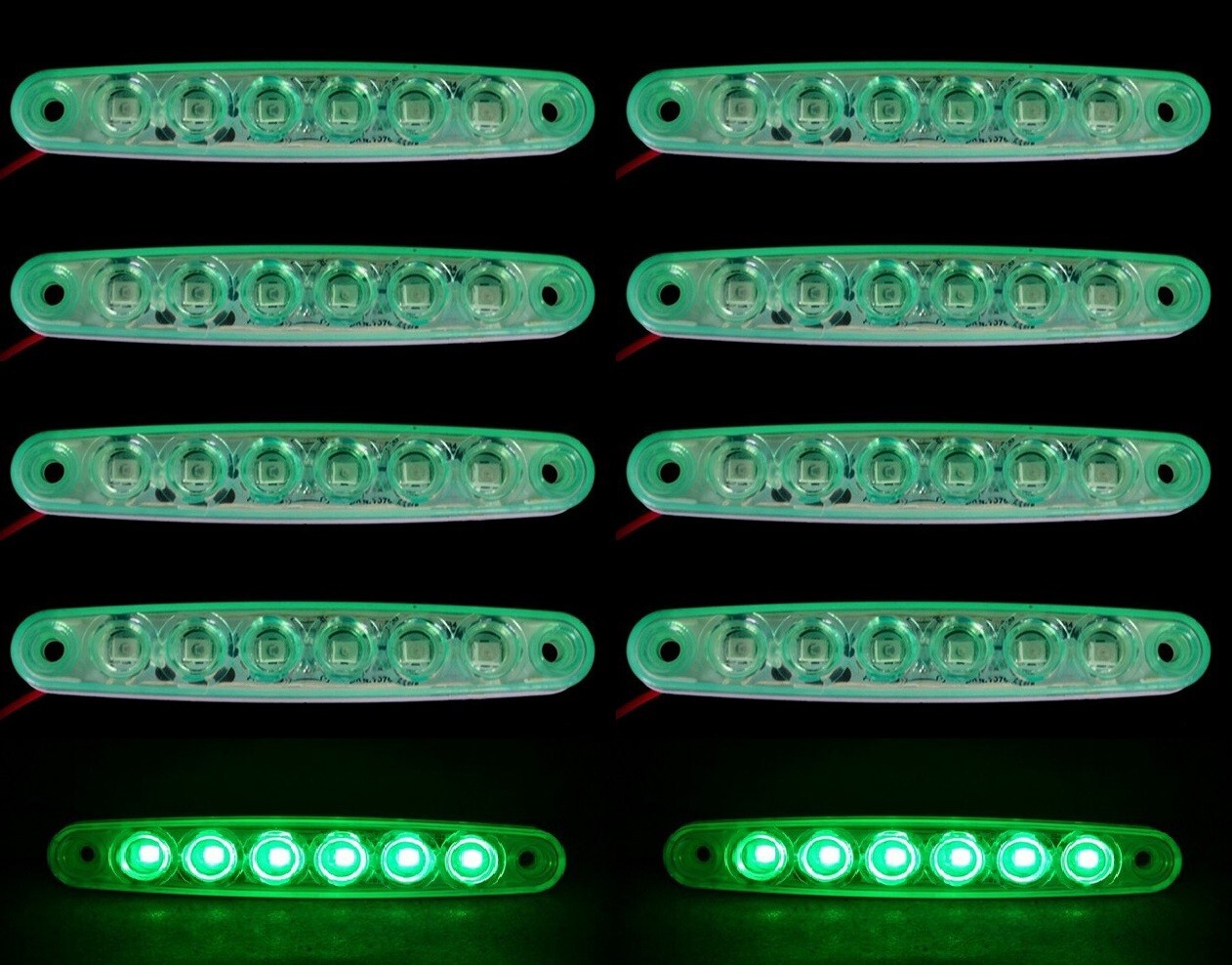 10 pcs Green 12V 6 LEDs Side Marker Position Lights for Scania MAN DAF Volvo