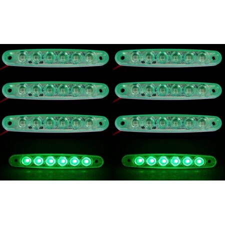 8 pcs 24V 6 LEDs Green Position Side Marker Lights for Scania MAN DAF Volvo