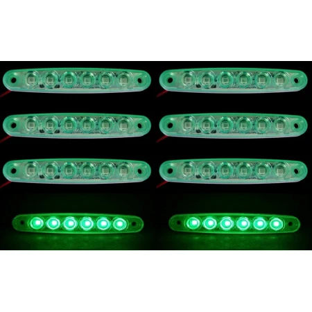 8 pcs 24V 6 LEDs Green Position Side Marker Lights for Scania MAN DAF Volvo