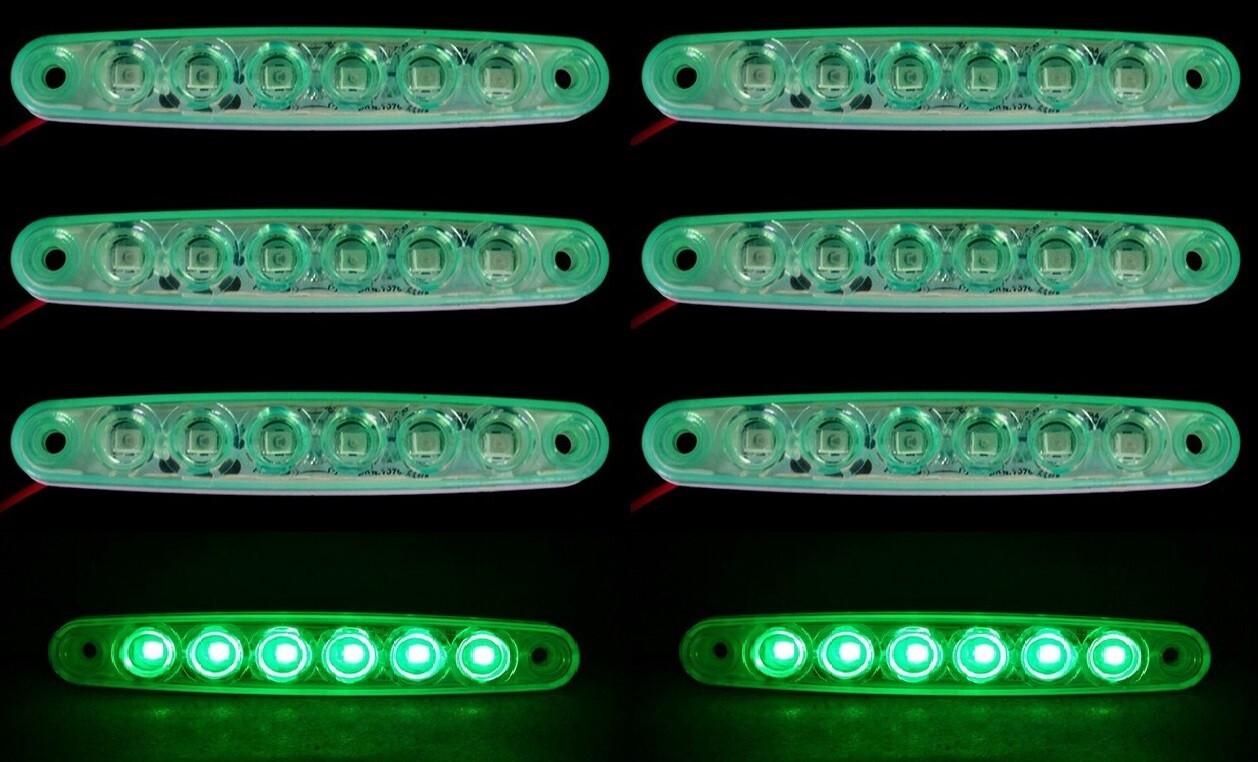 8 pcs 24V 6 LEDs Green Position Side Marker Lights for Scania MAN DAF Volvo