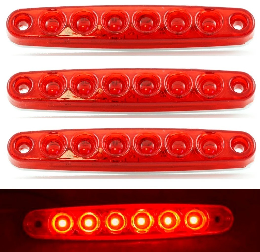 4x Red 12V LED Rear Side Outline Marker Lights Truck Trailer Bus Car Van Boat