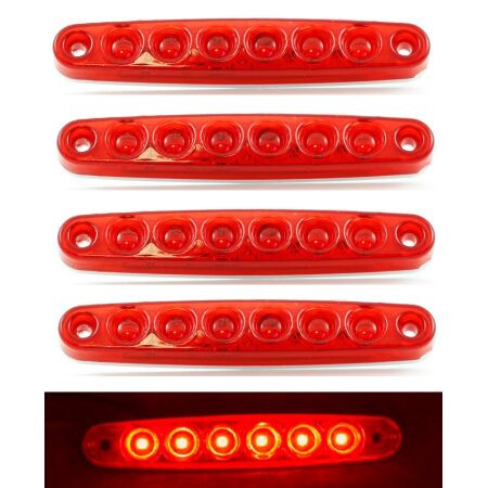 Set of 5 pcs 24V LED Red Rear Side Marker Lights Truck Trailer Lorry Chassis Bus