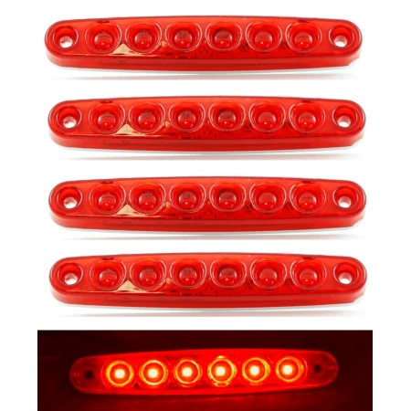 Set of 5 pcs 24V LED Red Rear Side Marker Lights Truck Trailer Lorry Chassis Bus