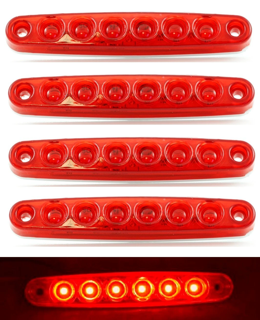 Set of 5 pcs 24V LED Red Rear Side Marker Lights Truck Trailer Lorry Chassis Bus