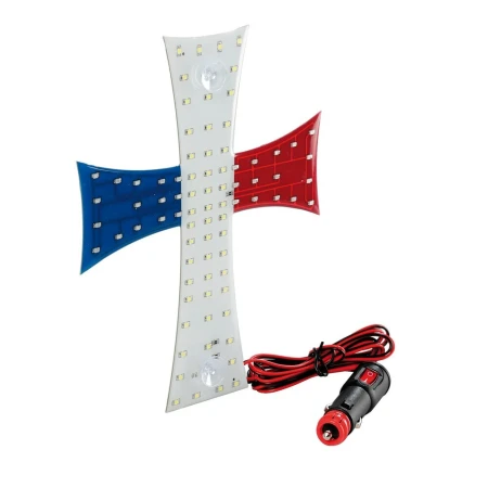 24V French Flag Cross LEDs Sign 25 cm Plate Truck Home On Off switch France