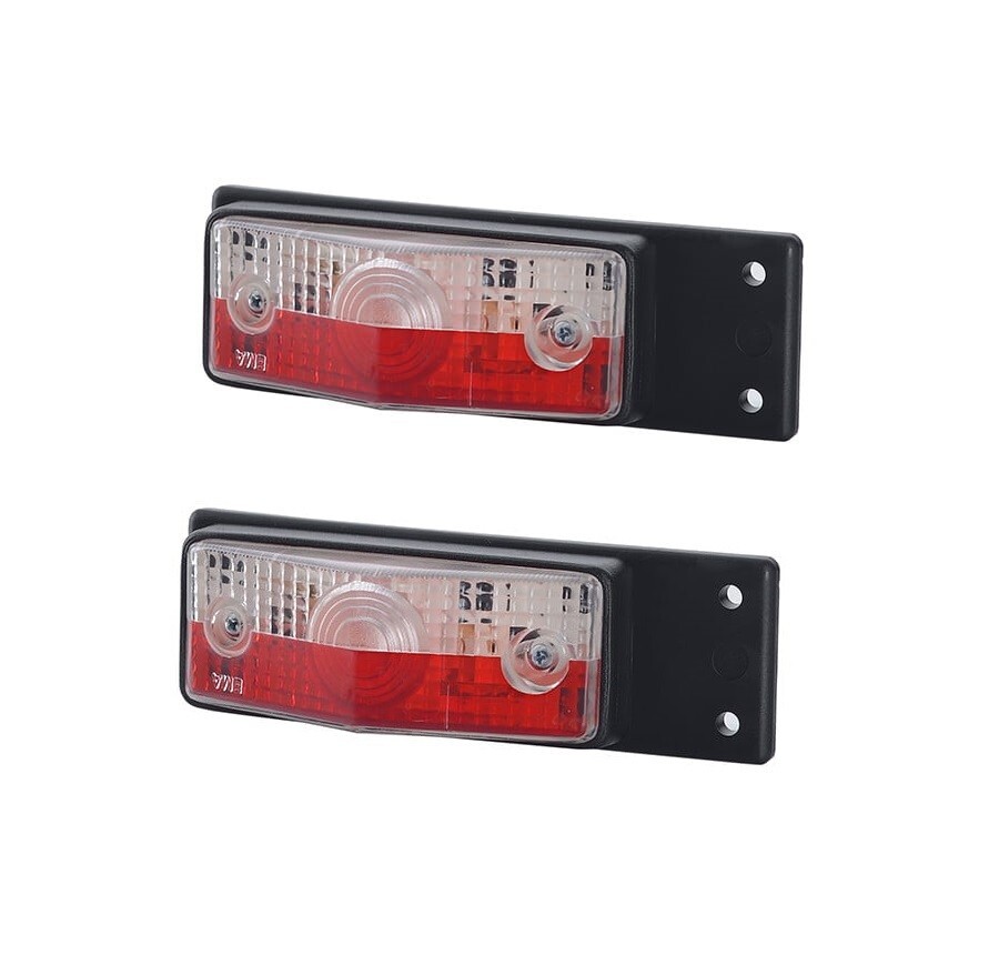 2x 12-24V Red White Rear Side Marker Lights with Pad Truck Trailer Lorry Bus
