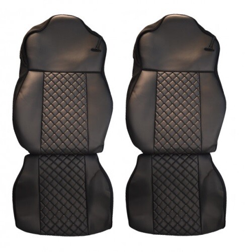 2 pcs Black Eco leather Set Seat Covers for Mercedes Actros EURO 6 2015 / 2021