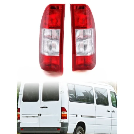 Pair LH + RH Rear Tail Lights Lamps for Sprinter 1996- 2006 Euro Red Clear
