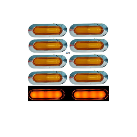 10x Orange Neon 24V Side Marker LED Lights Chrome for Volvo Scania DAF MAN Truck