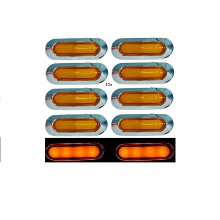 10x Orange Neon 24V Side Marker LED Lights Chrome for Volvo Scania DAF MAN Truck