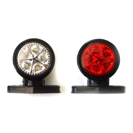 2 x LED SIDE OUTLINE MARKER 12V RED/WHITE LIGHT TRAILER LORRY TRUCK CHASSIS BUS