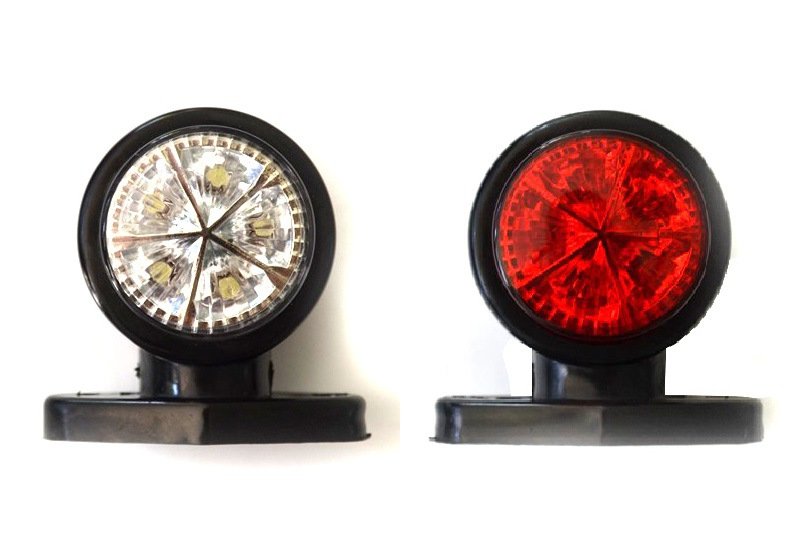 2 x LED SIDE OUTLINE MARKER 12V RED/WHITE LIGHT TRAILER LORRY TRUCK CHASSIS BUS