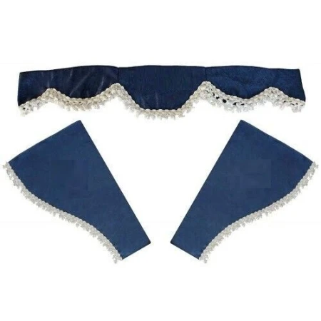 Set 3 Blue Curtains Plush Velvet with White Tassels for Volvo Ford Renault