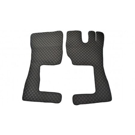 Black Driver + Passenger Floor Mats Eco Leather for Volvo FH 2014+