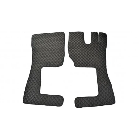 Black Driver + Passenger Floor Mats Eco Leather for Volvo FH 2014+