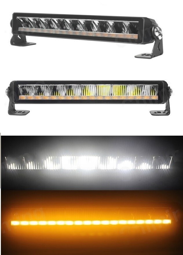 High Intensity LED DRL Spot Lights 34cm – Driving Beam + Amber Position Light Bar