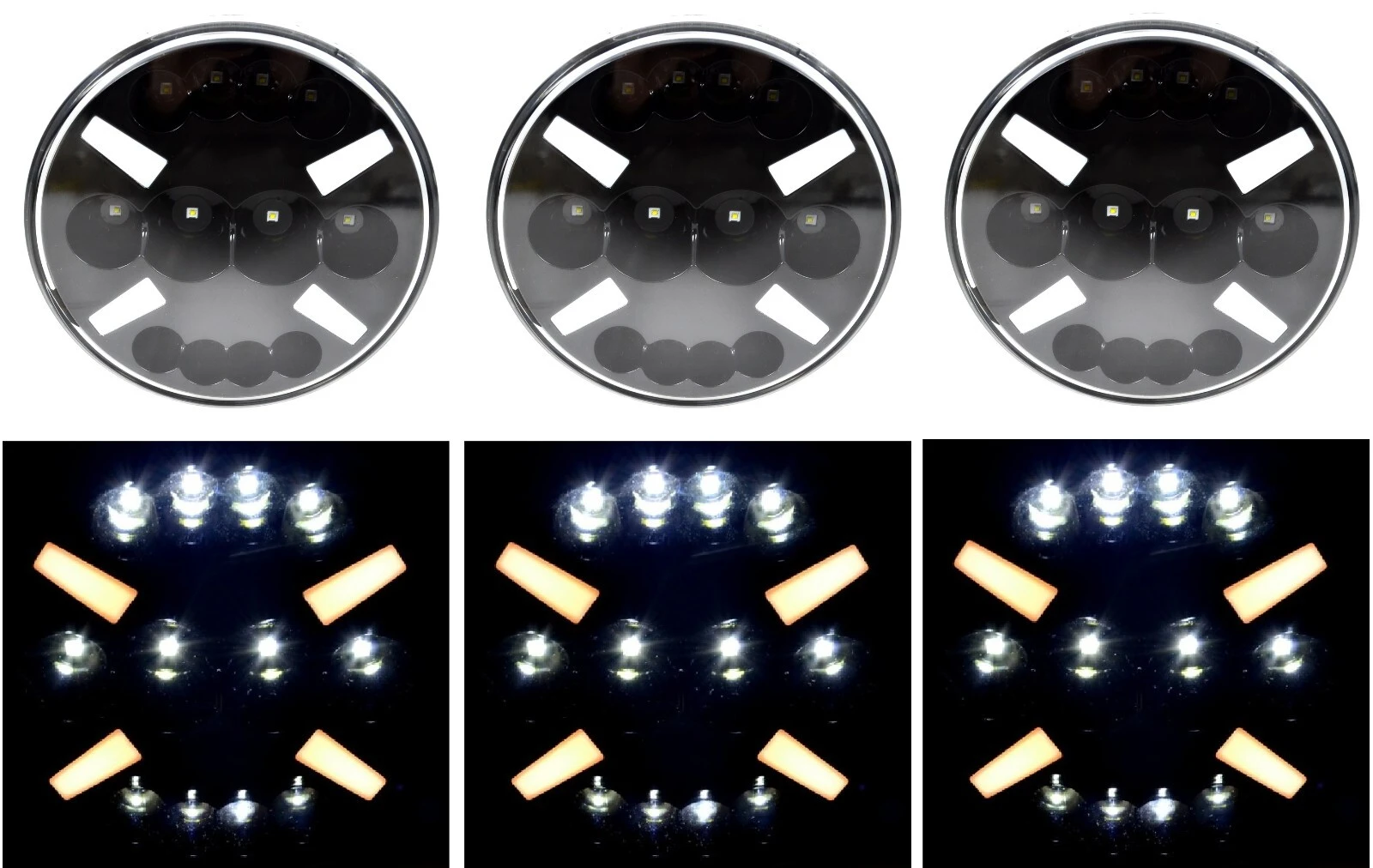 6 x 12/24V LED Halogen Spot Lights+DRL White Orange Grillbar Vans Cars SUVs