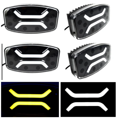 4 x 12/24V LED Spot Lights + DRL Neon White Orange Rollbar ATVs Vans Trucks