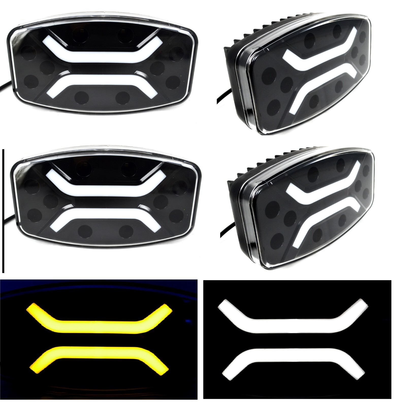 12/24V LED Spot Lights with DRL – White & Amber Dual Mode for Trucks, Vans, ATVs