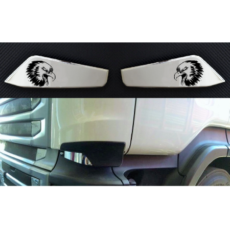 Front Air Vent Covers for Scania R Series – 2pcs Mirror Polished Stainless Steel, Laser Engraved