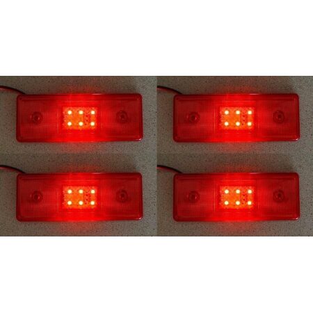4x Red Rear Side Marker LED Lights with bracket 24V Trailer Truck Chassis Lorry