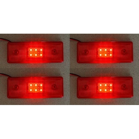 4x Red Rear Side Marker LED Lights with bracket 24V Trailer Truck Chassis Lorry
