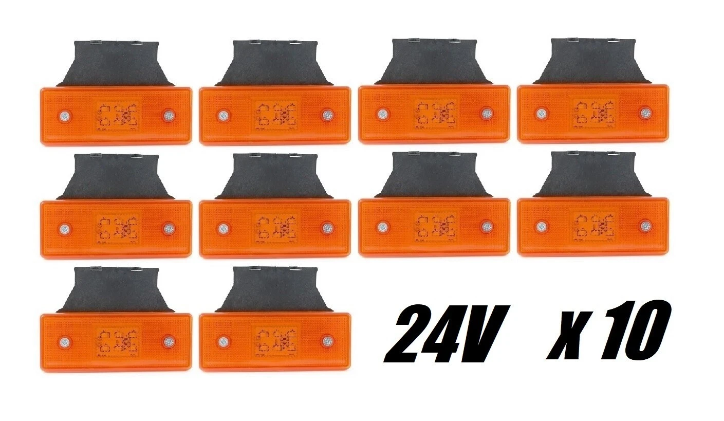 24V Orange Front Side Marker Lights X10 Truck Trailer Bus Camper Van w bracket