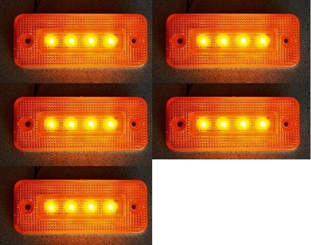 5x 12V LED Amber Orange Side Marker Board Lights Trailer Truck Van Bus ...