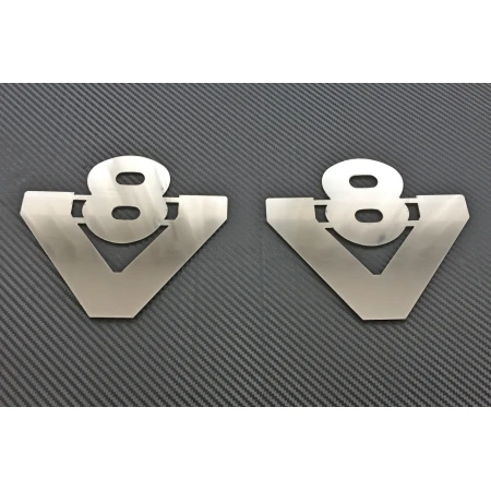2x Mirror Stainless Steel V8 Door Badge Sign Emblem Decoration for Trucks