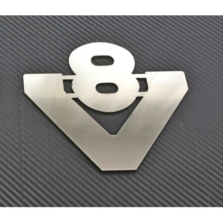 Stainless Steel V8 Badge – Durable Polished Metal Truck Decoration (283x230mm)