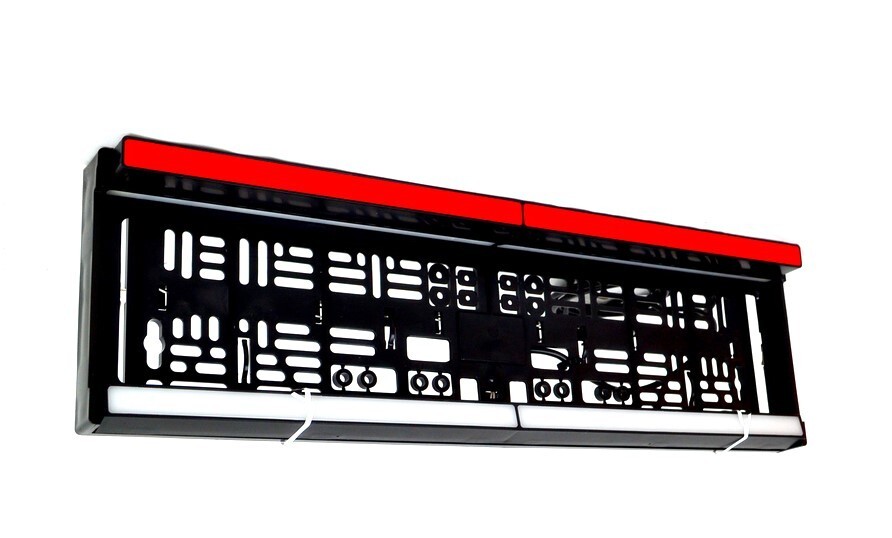 LED License Plate Frame Light 12-24V Red & White Neon IP6K9K ECE Approved