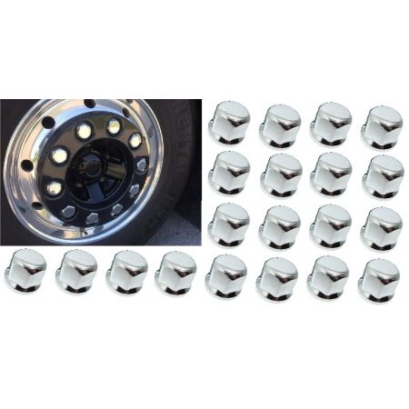 25 x 32mm CHROME PLASTIC WHEEL NUT BOLT CAPS TRUCK LORRY TRAILER THREAD COVER