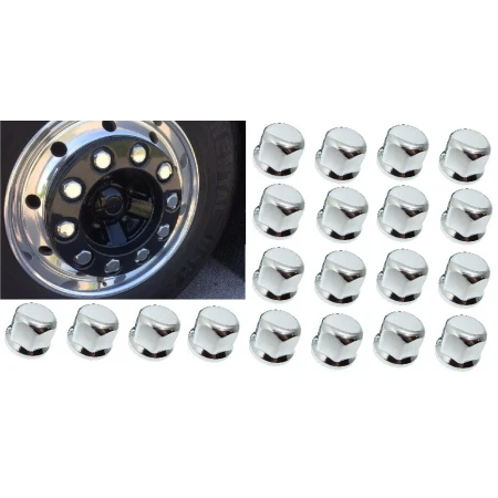 25 x 32mm CHROME PLASTIC WHEEL NUT BOLT CAPS TRUCK LORRY TRAILER THREAD COVER