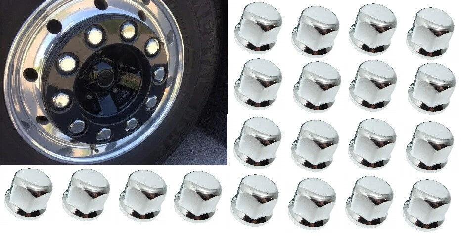25 x 32mm CHROME PLASTIC WHEEL NUT BOLT CAPS TRUCK LORRY TRAILER THREAD COVER