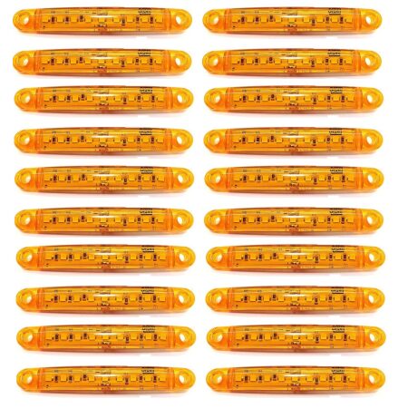 20x 9 LEDs ORANGE 24V Side Marker Lights for Truck Bus Lorry Tipper Trailer