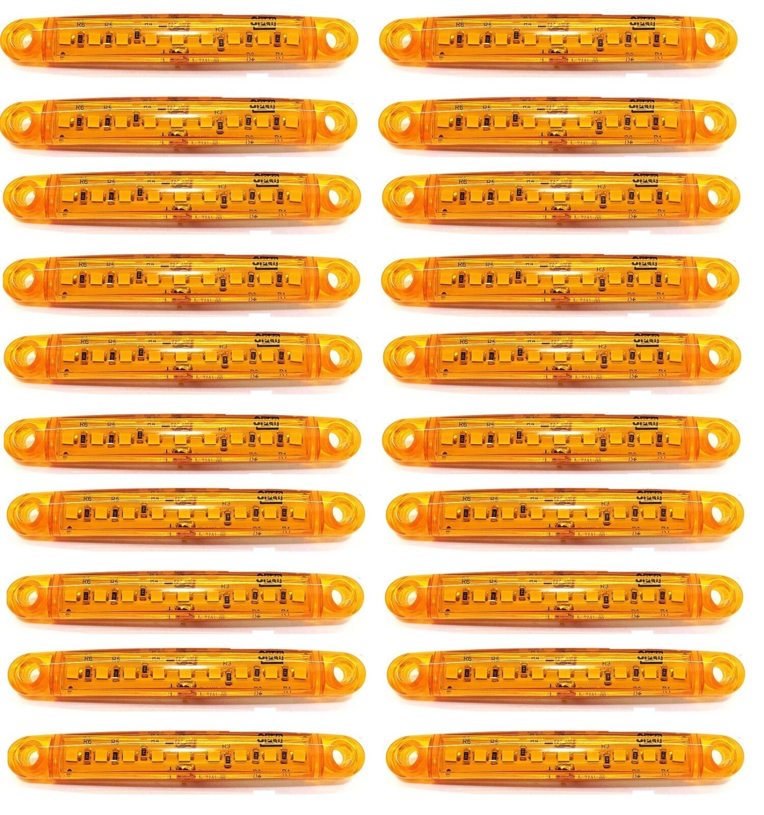 20x 9 LEDs ORANGE 24V Side Marker Lights for Truck Bus Lorry Tipper Trailer