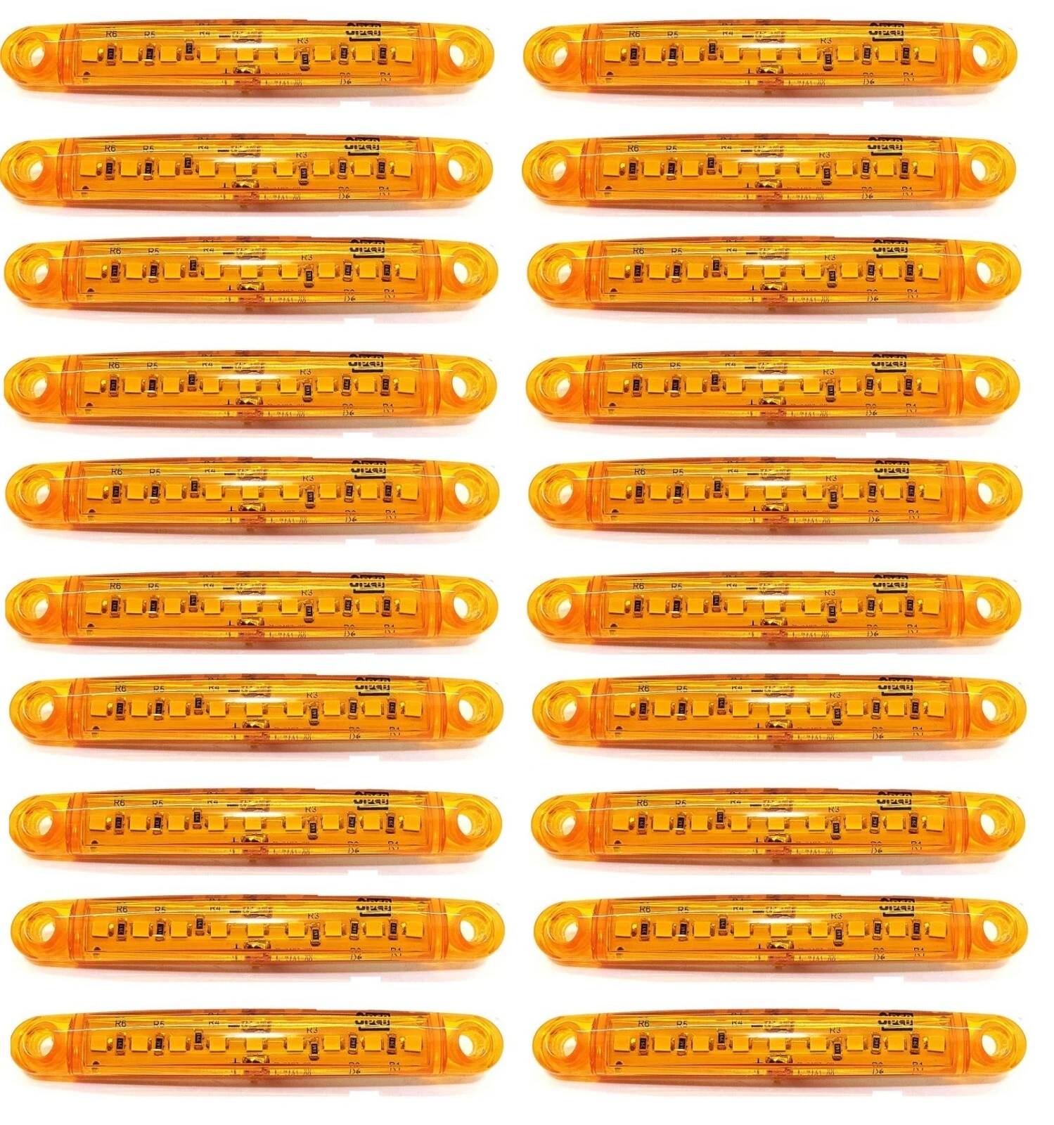 20x 9 LEDs ORANGE 24V Side Marker Lights for Truck Bus Lorry Tipper Trailer