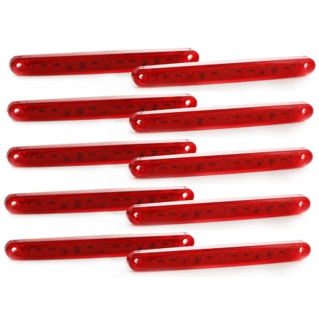 12V Red Rear Long LED Marker Perimeter Lights x 10 Lamps Truck Lorry Bus Van