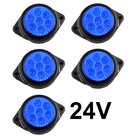 5 pcs 24V LED Side Blue Marker Lights for Truck Trailer DAF Scania MAN Renault